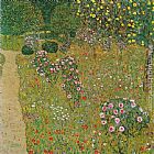 Orchard Paintings - Orchard with Roses by Gustav Klimt